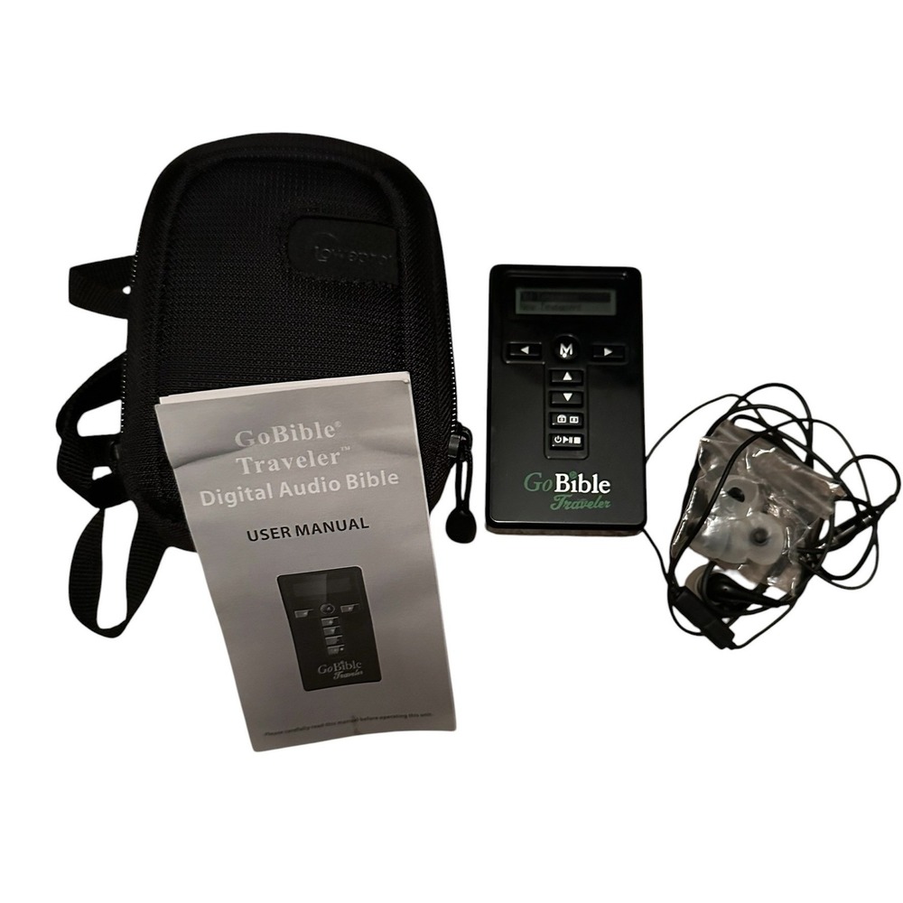 GoBible Traveler Digital Audio Bible Player NIV Black LCD Screen Tested Works